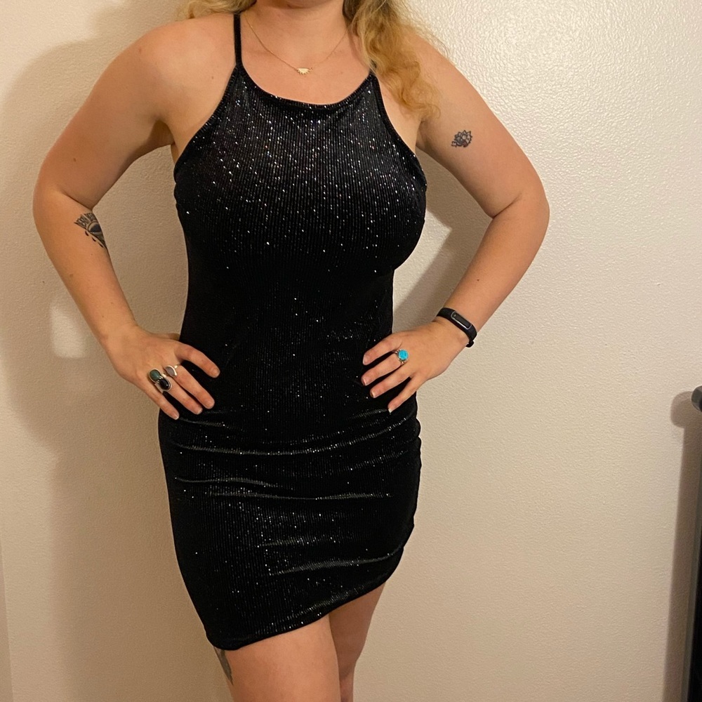 Black glitter dress